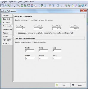 Calendar Issues in P6_Admin Preferences