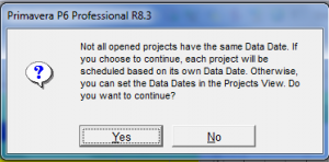 P6 Professional_Data Date for Multiple Projects