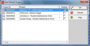 P6 Professional_Selecting the Default Project